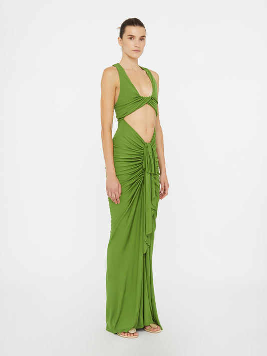 Christopher Esber Vivenda Drape Front Dress (Cactus)