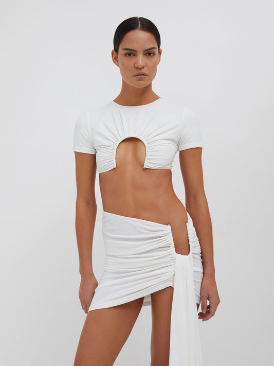 Christopher Esber Arced Palm Micro Skirt (White)