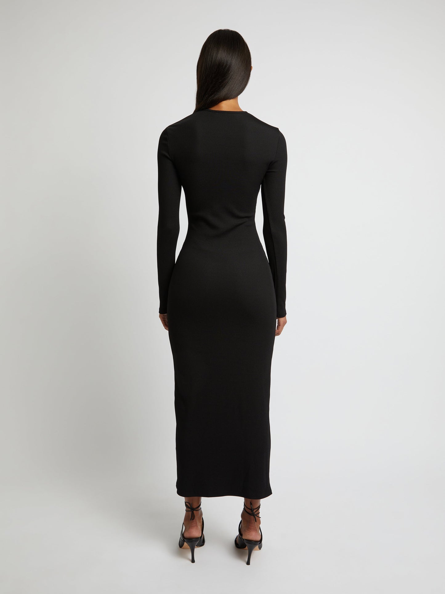 Christopher Esber Orbit Ruched Long Sleeve Dress (Black)