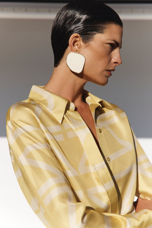 Carla Zampatti Enamel Spot Earrings (Cream)