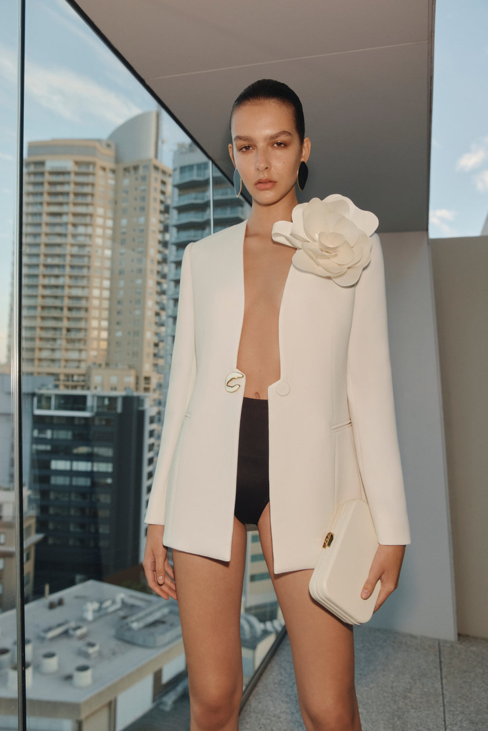 Carla Zampatti Ivory Crepe C Blazer (White)
