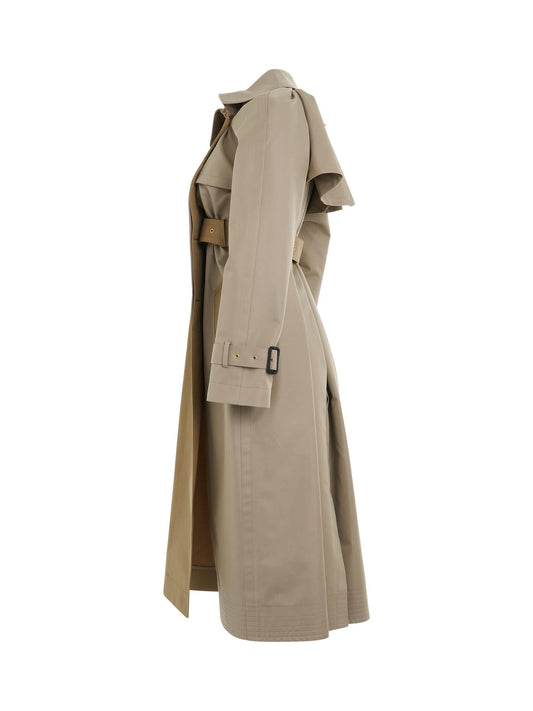 SACAI Panelled Cotton Gabardine Coat (Beige)
