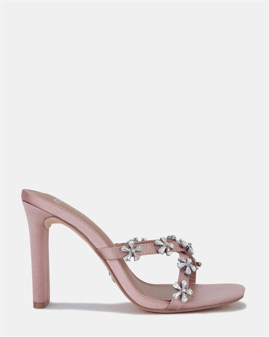 Image of Sandals. Product name - Larna Women's Strappy High Heel NUDE SATIN Novo Sandals in Nude Satin colour by brand - NOVO