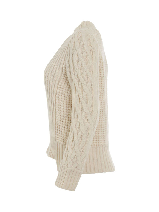 SACAI Wool Mohair Knit Pullover (Off White)