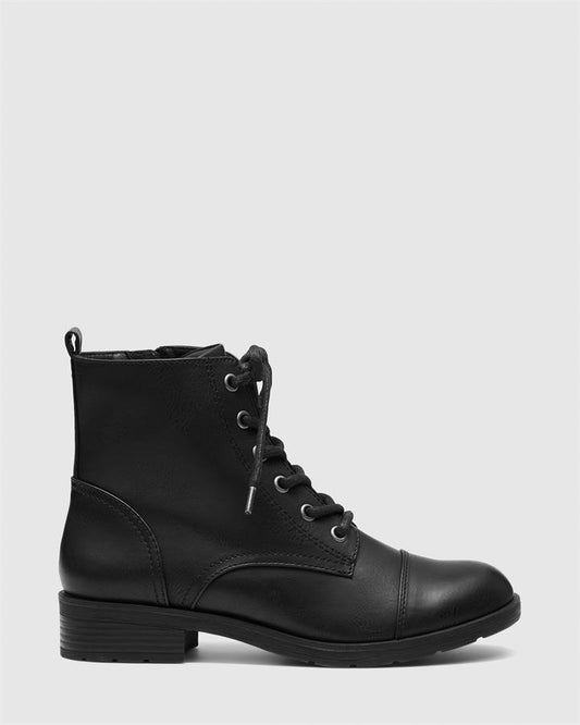 Image of Boots. Product name - Kaitlynn Women's Boot Flat BLACK Novo Boots in Black colour by brand - NOVO