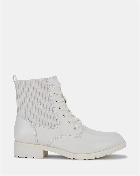 Image of Boots. Product name - Kamdyn Women's Boot Flat CREAM Novo Boots in Cream colour by brand - NOVO