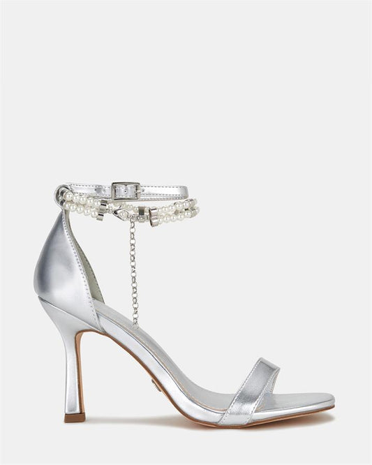 Image of Sandals. Product name - Nirvanda Women's Strappy High Heel SILVER Novo Sandals in Silver colour by brand - NOVO