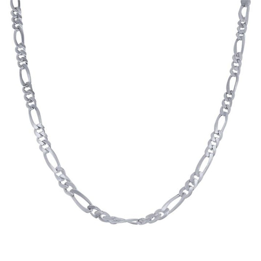 Image of Necklaces. Productname: 45cm 3.3mm Width Diamond Cut Figaro Necklace in Sterling Silver in colour by brand - Bevilles