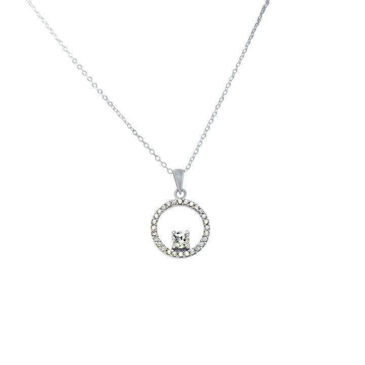 Image of Charms. Product name - 45cm Cubic Zirconia Open Circle Pendant Necklace in Sterling Silver in colour by brand - Bevilles