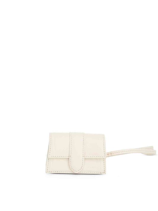 Image of Wallets & Money Clips. Productname: JACQUEMUS Le Porte Bambino Leather Pouch in WHITE colour by brand - JACQUEMUS