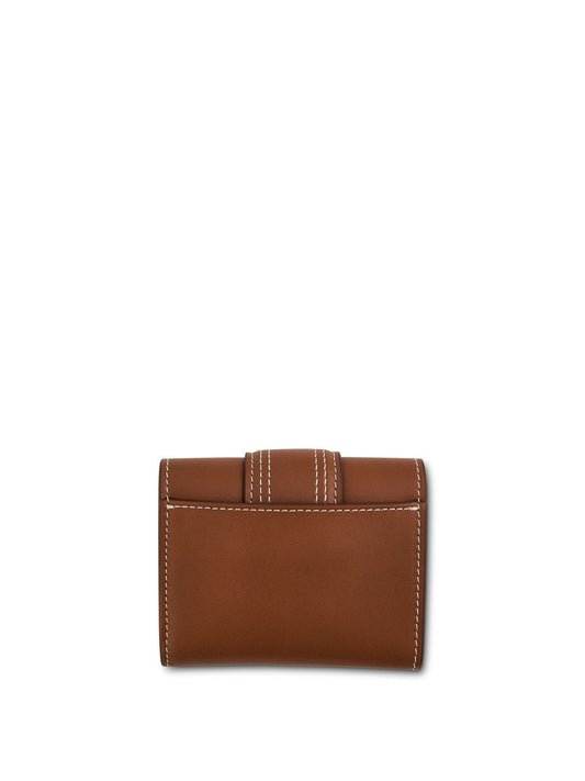 JACQUEMUS Le Compact Bambino Leather Pouch (Brown)