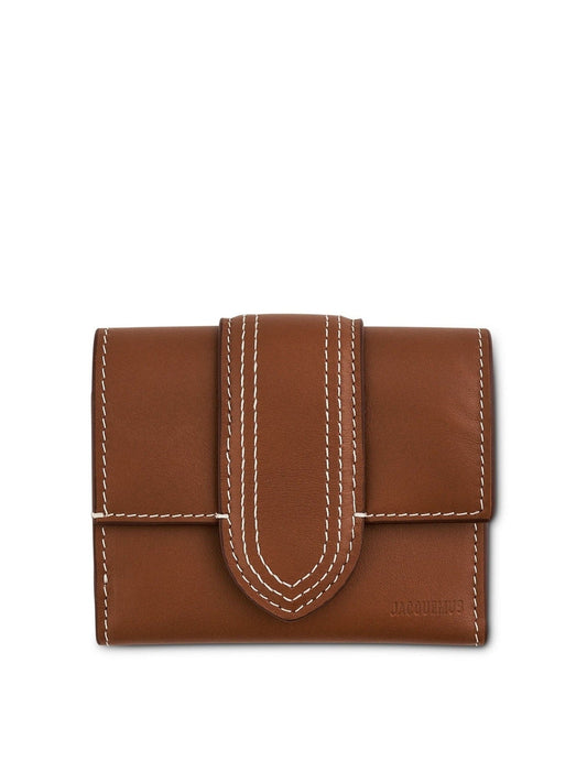 Image of Wallets & Money Clips. Productname: JACQUEMUS Le Compact Bambino Leather Pouch in BROWN colour by brand - JACQUEMUS