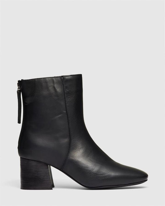 Image of Boots. Product name - Tarsha Women's Boot Low-Mid Heel Black Smooth Novo Boots in Black Smooth colour by brand - NOVO