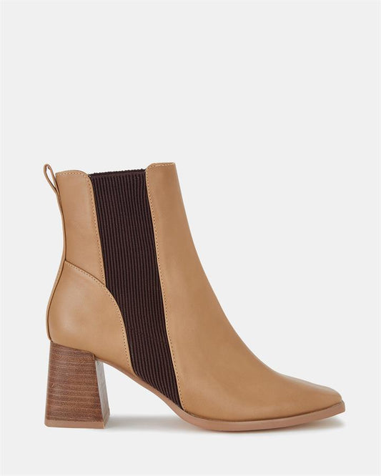 Image of Boots. Product name - Dominica Women's Boot Low-Mid Heel CAMEL Novo Boots in Camel colour by brand - NOVO