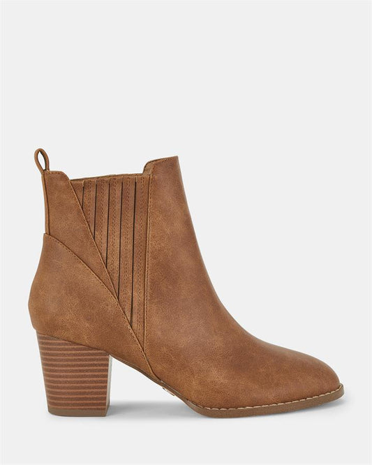 Image of Boots. Product name - Devan Women's Boot Low-Mid Heel TAN Novo Boots in Tan colour by brand - NOVO
