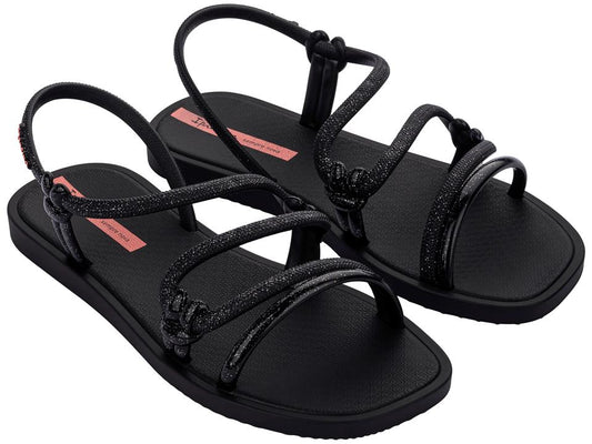Image of Sandals. Product name - Solar Glitter Sandal Women's Ipanema BLACK/PINK GRENDENE in Black/Pink colour by brand - IPANEMA