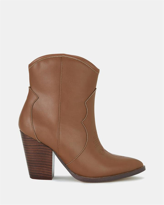 Image of Boots. Product name - Horse Women's Boot High Heel TAN Novo Boots in Tan colour by brand - NOVO