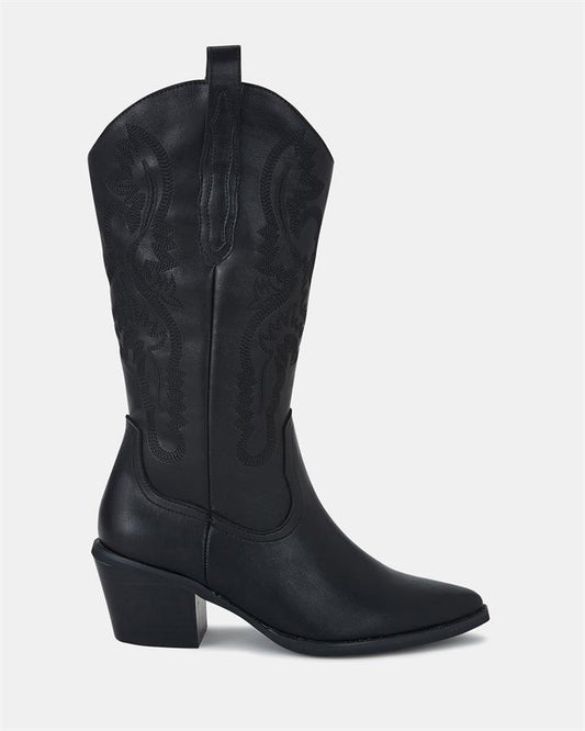 Image of Boots. Product name - Howdy Women's Boot Low-Mid Heel BLACK Novo Boots in Black colour by brand - NOVO