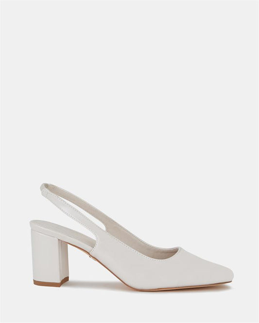 Image of Shoes. Product name - Ishani Women's Court Low Heel CREAM PATENT Novo Court in Cream Patent colour by brand - NOVO