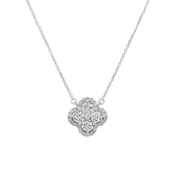Image of Necklaces. Productname: 45cm Round Halo Necklace with Cubic Zirconia in Sterling Silver in Silver colour by brand - Bevilles