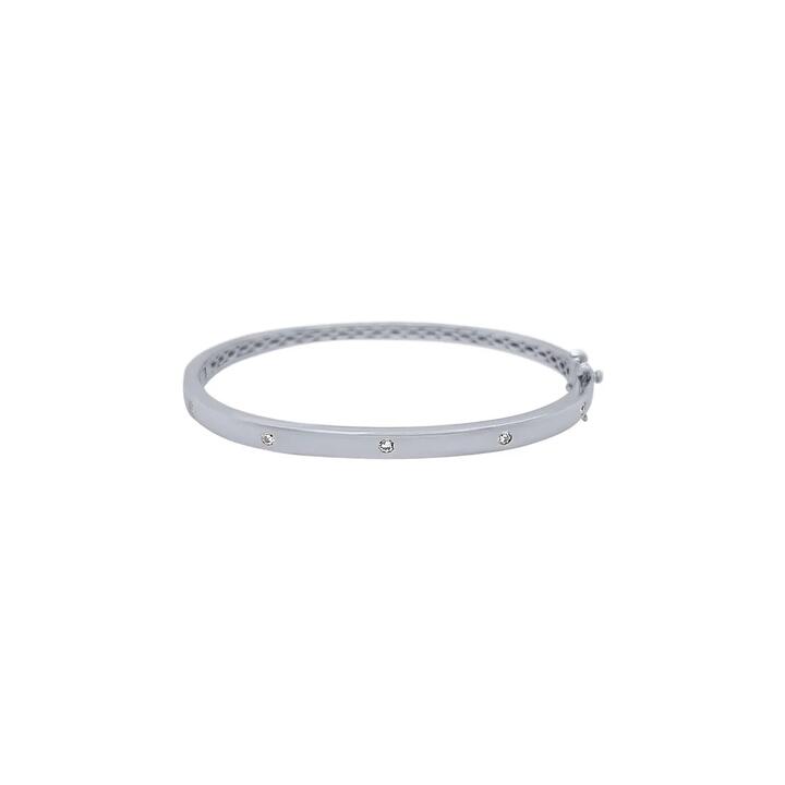 Image of Jewelry. Product name - 59mm Hammerset Cubic Zirconia Bangle in Sterling Silver in colour by brand - Bevilles