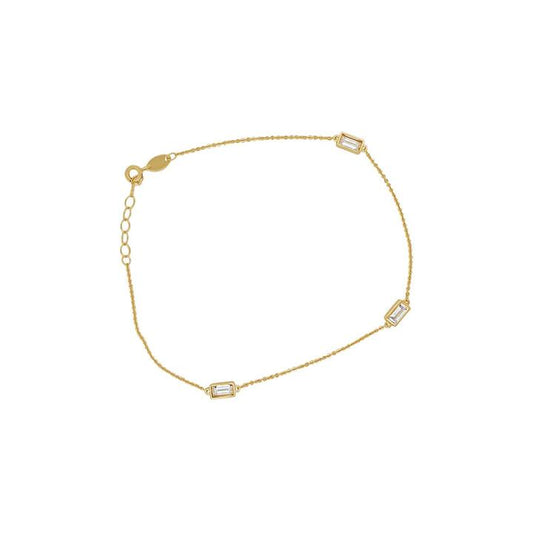 Image of Anklets. Productname: 9kt Yellow Gold Silver Infused 25cm Anklet with Cubic Zirconia in Gold colour by brand - Bevilles