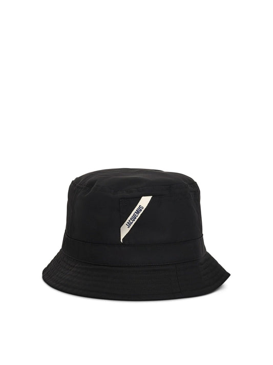 Image of Hats. Productname: JACQUEMUS Ovalie Logo Bucket Hat in Black colour by brand - JACQUEMUS