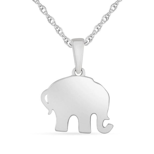 Image of Necklaces. Productname: Children's Elephant Pendant Necklace with 0.05tw of Diamonds in Sterling Silver in Diamond colour by brand - Bevilles