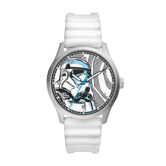 Image of Watches. Productname: Fossil Special Edition Star Wars Stormtrooper Three-Hand White Silicone Watch SE1108 in Watch colour by brand - Fossil