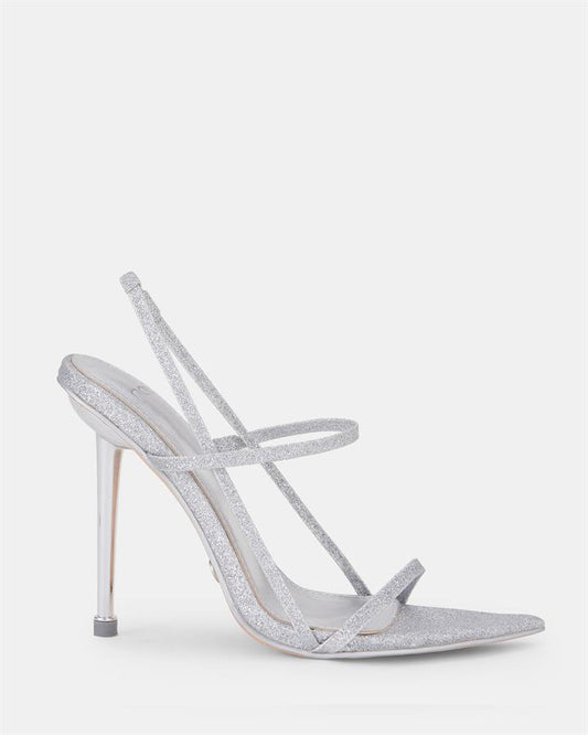 Image of Sandals. Product name - Zissy Women's Fast Fashion SILVER GLITTER Novo Sandals in Silver Glitter colour by brand - NOVO