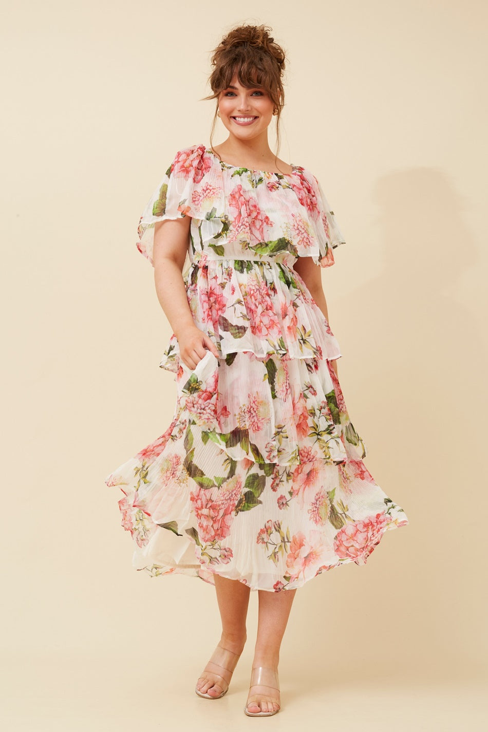 SAMARA OFF SHOULDER DRESS (Multi White)