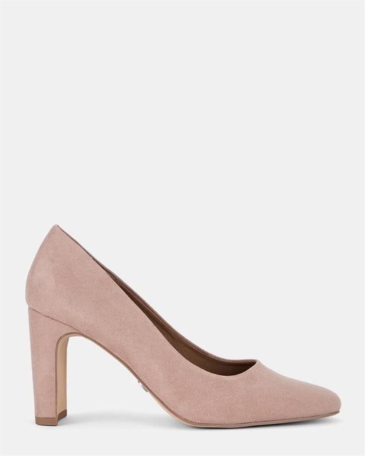 Image of Shoes. Product name - Icey Women's Court High Heel Nude Suede Novo Court in Nude Suede colour by brand - NOVO