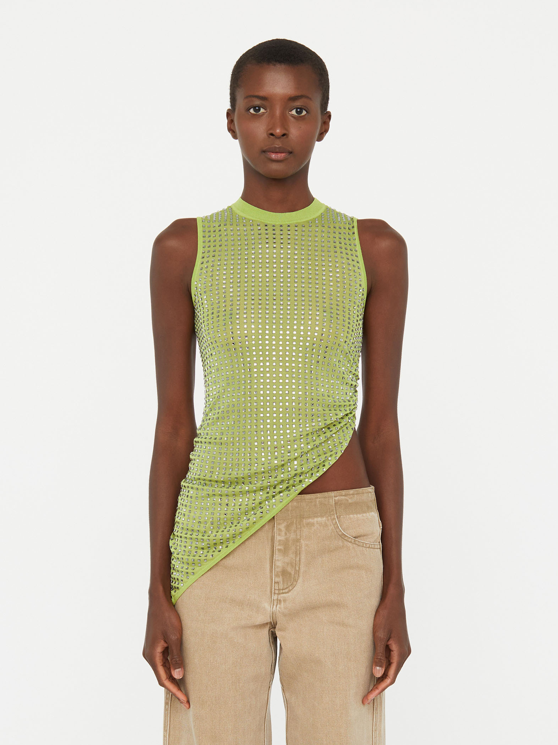 Image of a model wearing Tops. Productname: Christopher Esber Cirrus Tank in Tank colour by brand - Christopher Esber