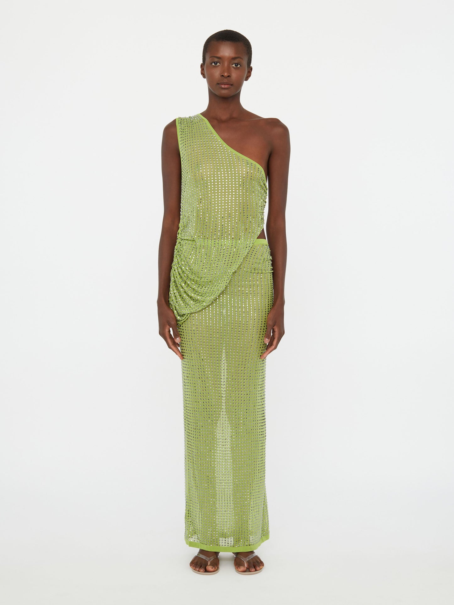Christopher Esber Cirrus Cutaway Shoulder Dress (Fern)