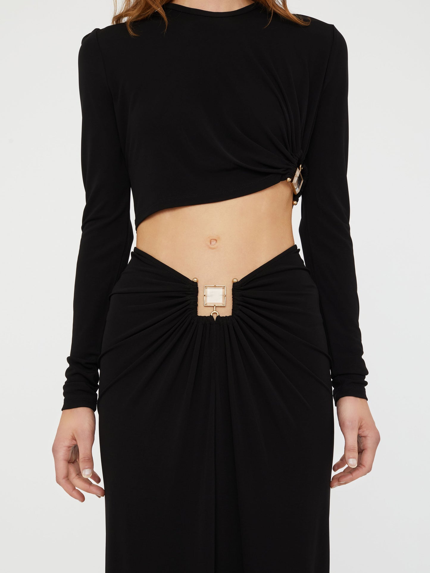 Christopher Esber Bezel Quartz Long Sleeve Top (Black)