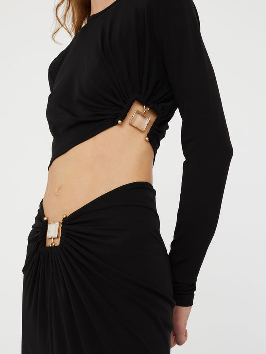 Christopher Esber Bezel Quartz Long Sleeve Top (Black)