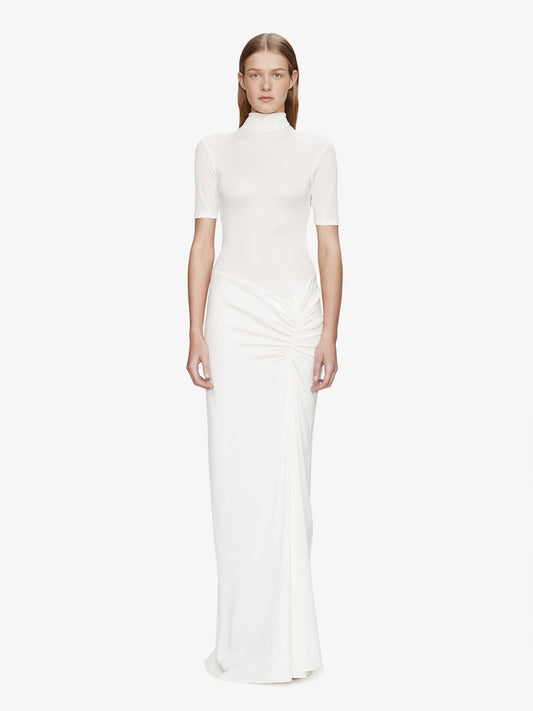 Image of Dresses. Product name - Fusion Ruched Tee Gown in White colour by brand - Christopher Esber