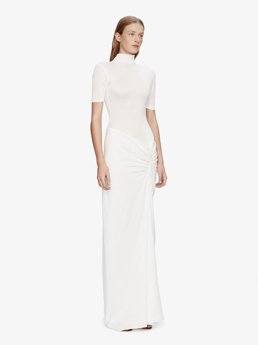 Christopher Esber Fusion Ruched Tee Gown (White)