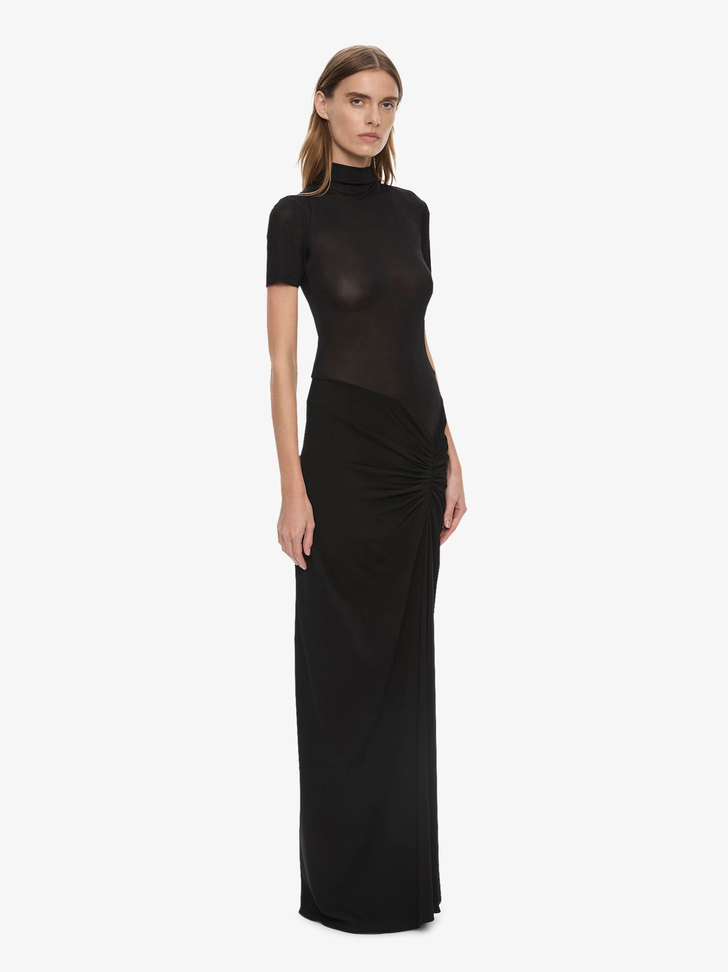 Christopher Esber Fusion Ruched Tee Gown (Black)