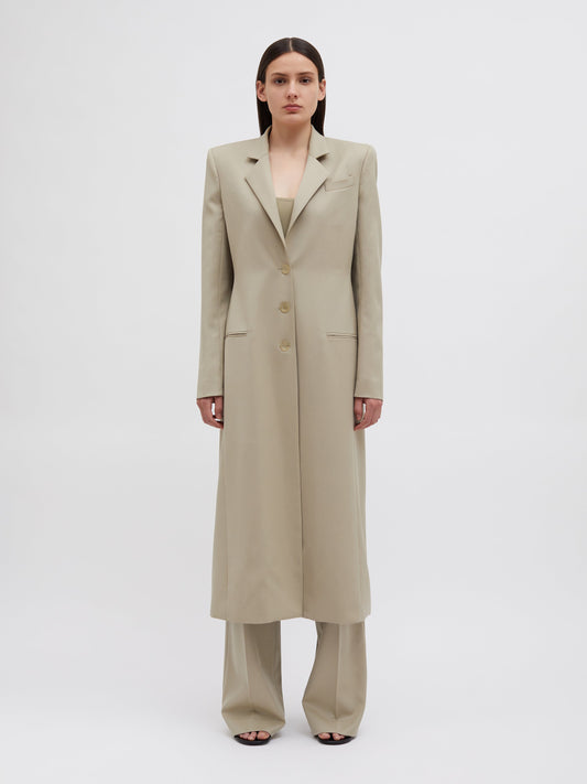 Image of Coats & Jackets. Product name - Talus Tailored Coat in Taupe colour by brand - Christopher Esber