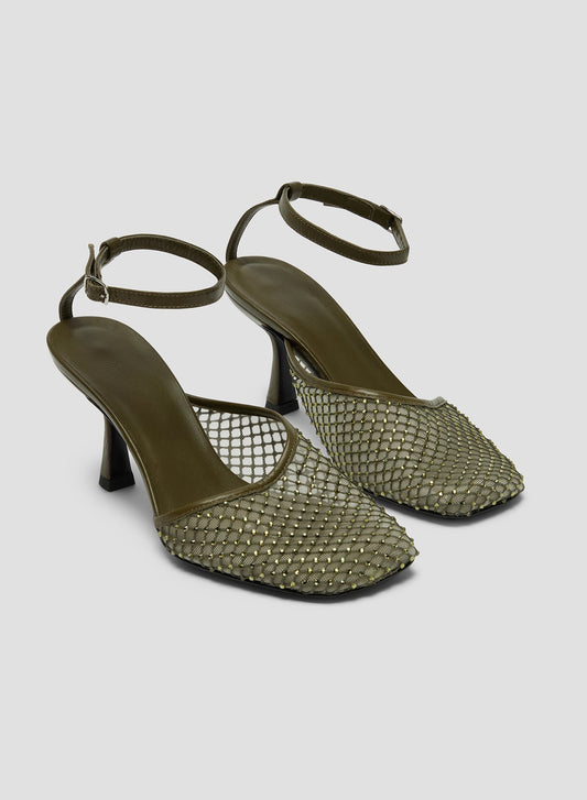 CHRISTOPHER ESBER Minette Veiled Heel (Olive)