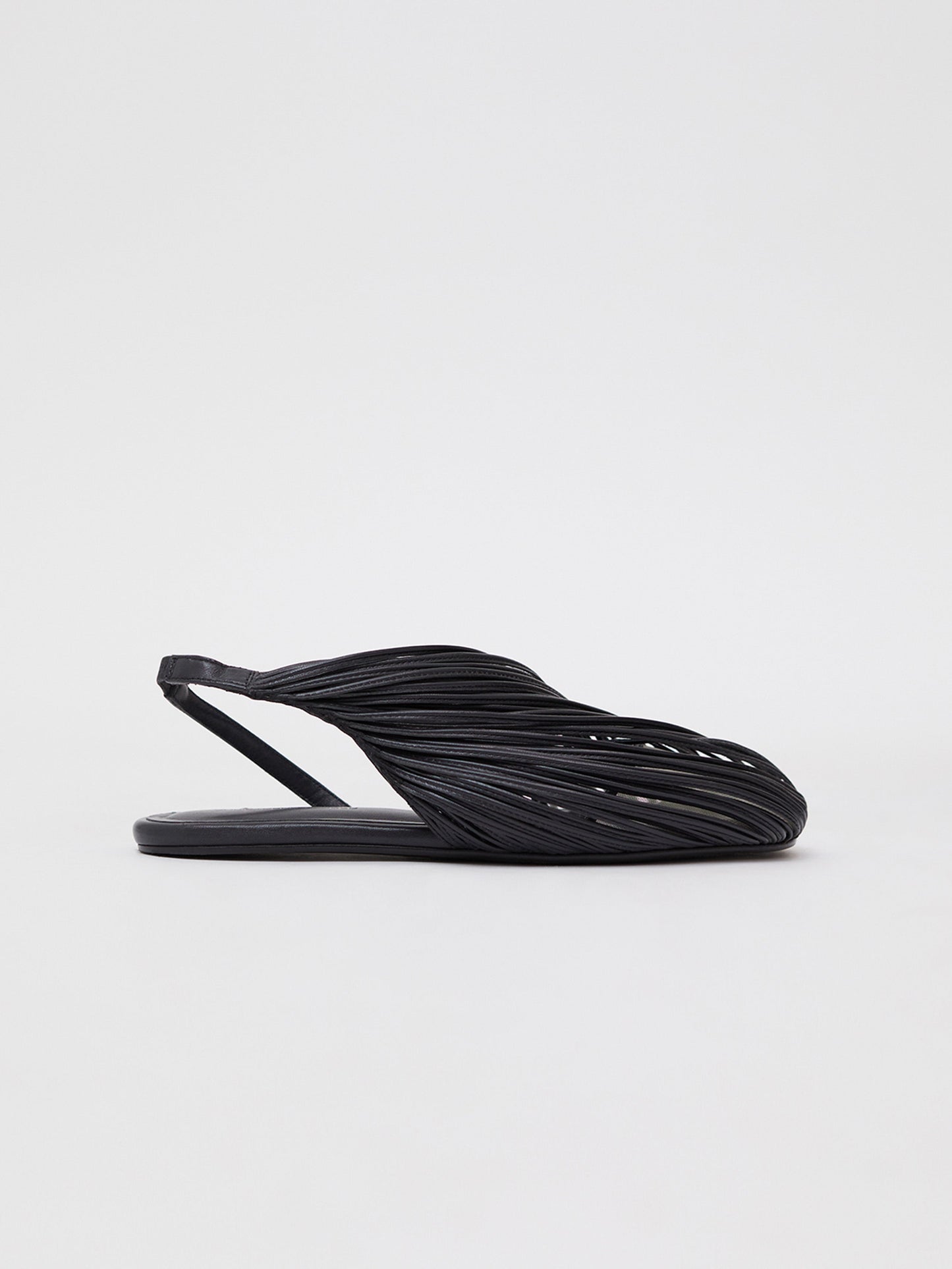 Image of Flats. Product name - Saskia Stranded Flat in Charcoal colour by brand - Christopher Esber