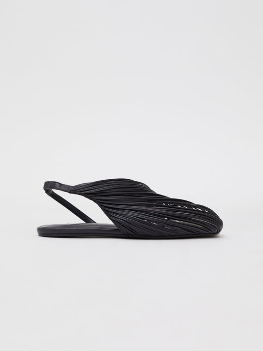 Image of Flats. Product name - Saskia Stranded Flat in Charcoal colour by brand - Christopher Esber