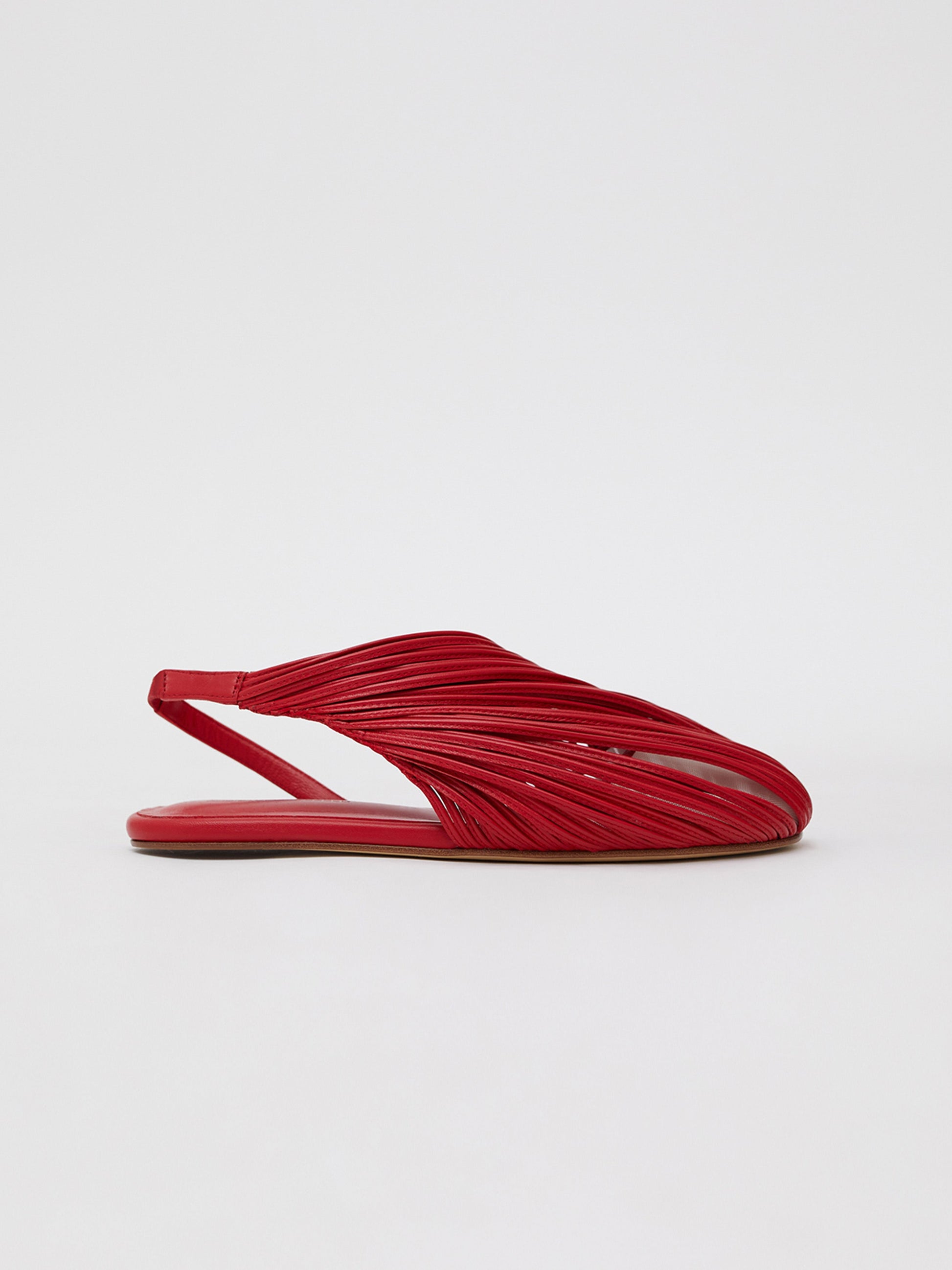 Image of Flats. Product name - Saskia Stranded Flat in Watermelon colour by brand - Christopher Esber