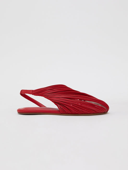 Image of Flats. Product name - Saskia Stranded Flat in Watermelon colour by brand - Christopher Esber