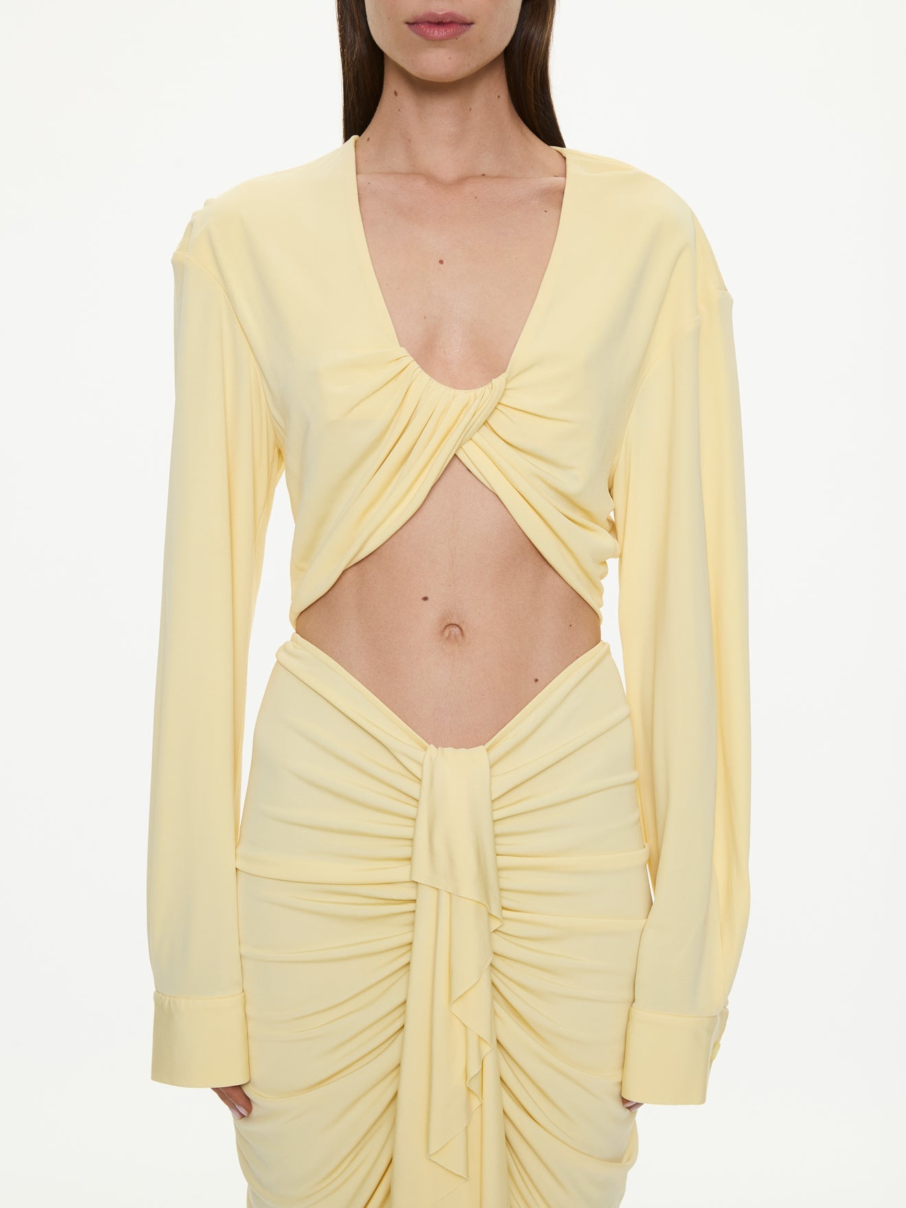 CHRISTOPHER ESBER Vivenda Drape Long Sleeve Top (Butter)