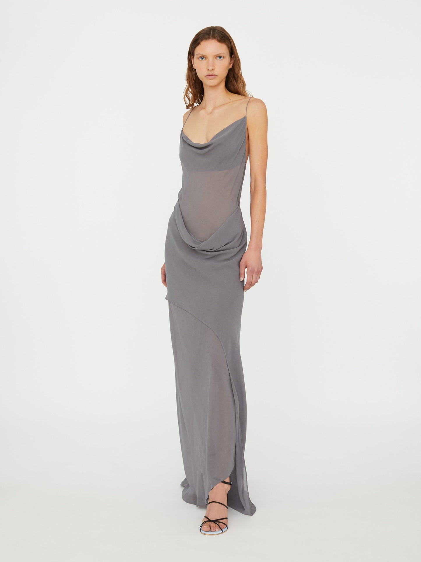 Christopher Esber Cowl Hip Slip Dress (Grey)