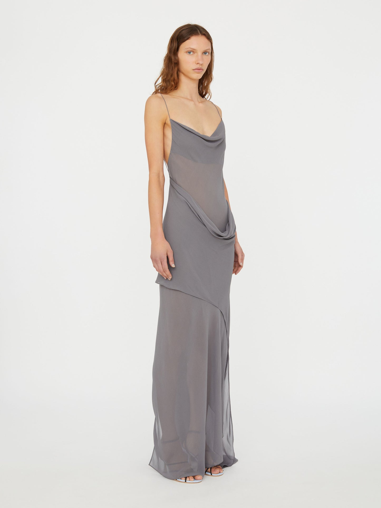 Christopher Esber Cowl Hip Slip Dress (Grey)