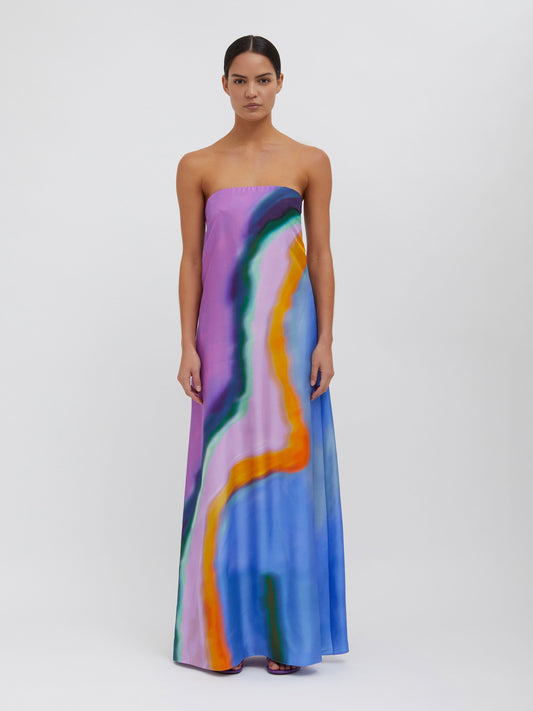 Embargo Aura Silk Strapless Dress (Print)