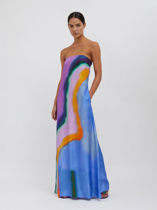 Image of Dresses. Productname: Embargo Aura Silk Strapless Dress in Print colour by brand - Embargo